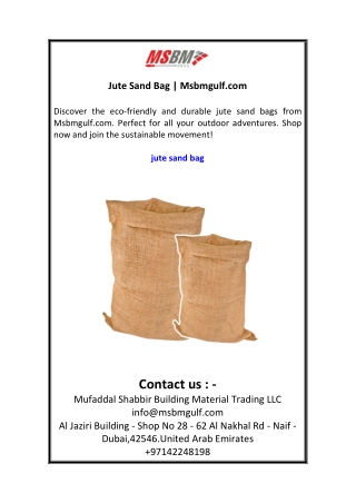Jute Sand Bag  Msbmgulf.com