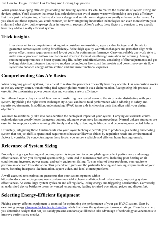 Just How to Layout Effective Gas A/c Solutions