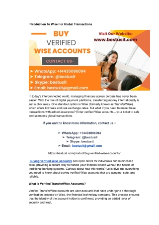 How To Buy, Verified Wise Accounts In This Year