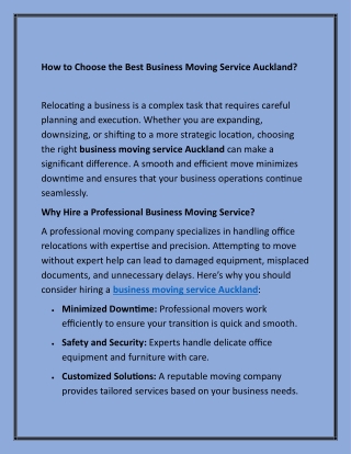 How to Choose the Best Business Moving Service Auckland