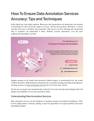 How To Ensure Data Annotation Services Accuracy Tips and Techniques