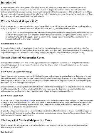 Behind Closed Doors: Investigating Allegations of Medical Malpractice