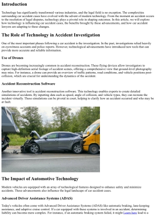 How Technology is Shaping Car Accident Cases