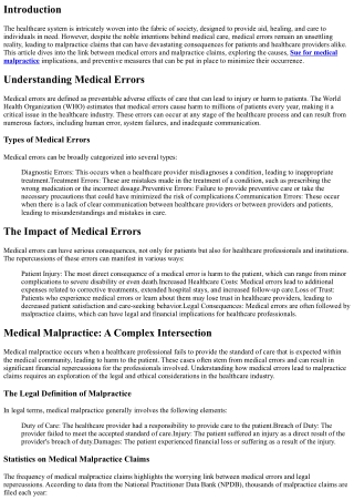 Exploring the Link Between Medical Errors and Malpractice Claims