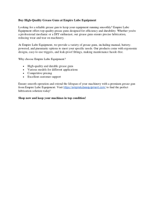 Buy High Quality Grease Guns at Empire Lube Equipment