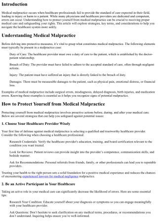 How to Protect Yourself from Medical Malpractice