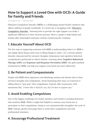 How to Support a Loved One with OCD: A Guide for Family and Friends