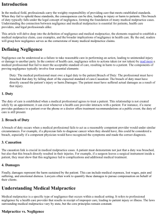 The Link Between Negligence and Medical Malpractice