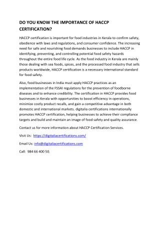 HACCP CERTIFICATION SERVICES