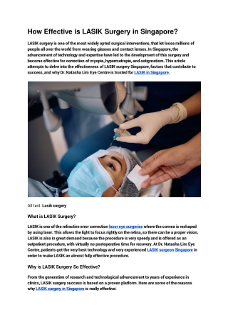 How Effective is LASIK Surgery in Singapore