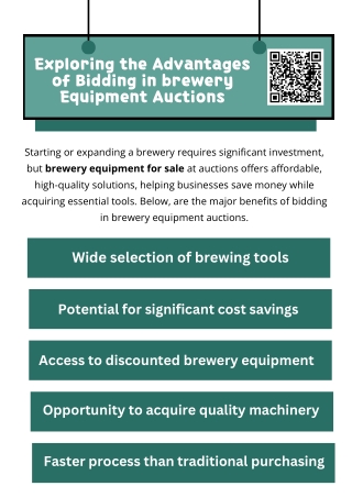 Exploring the Advantages of Bidding in brewery Equipment Auctions