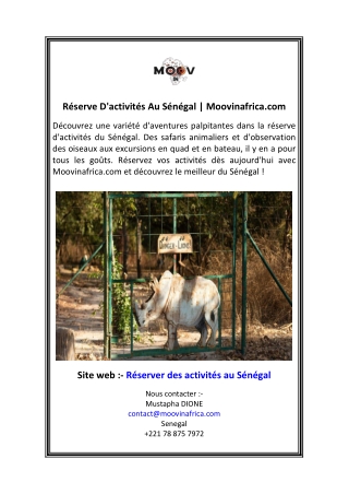 Réserve D'activités Au Sénégal  Moovinafrica.com