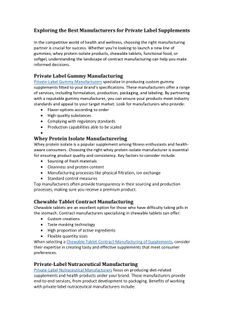 Exploring the Best Manufacturers for Private Label Supplements