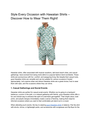 Style Every Occasion with Hawaiian Shirts – Discover How to Wear Them Right!