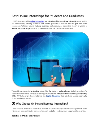 Best Online Internships for Students and Graduates