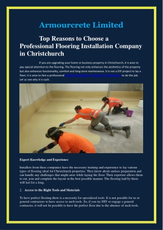 Top Reasons to Choose a Professional Flooring Installation Company in Christchurch