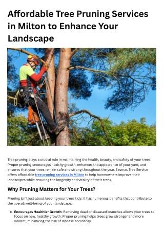 Affordable Tree Pruning Services in Milton to Enhance Your Landscape