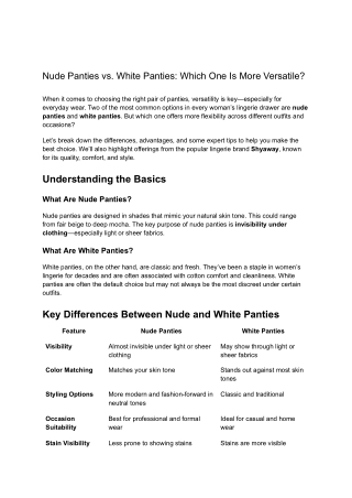 Nude Panties vs. White Panties: Which One Is More Versatile?