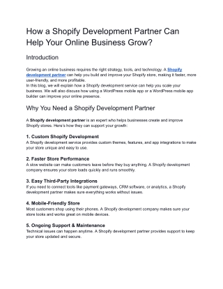 How a Shopify Development Partner Can Help Your Online Business Grow