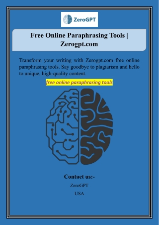 Free Online Paraphrasing Tools | Zerogpt.com
