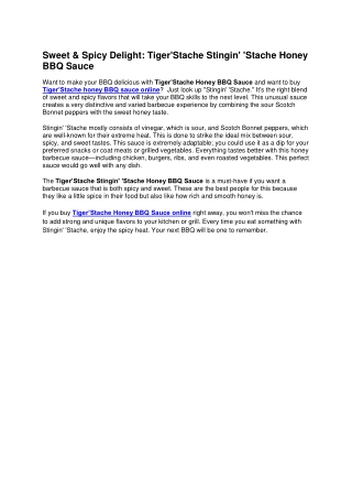 Tiger'Stache Stingin' 'Stache Honey