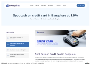 Spot cash on credit card in Bangalore