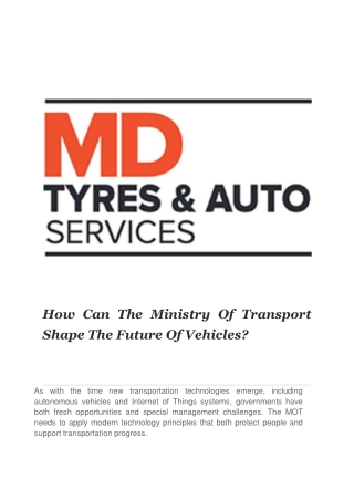 How Can The Ministry Of Transport Shape The Future Of Vehicles?
