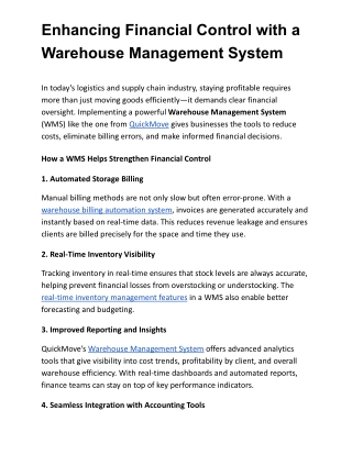Enhancing financial control with wms