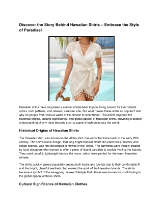 Discover the Story Behind Hawaiian Shirts – Embrace the Style of Paradise!