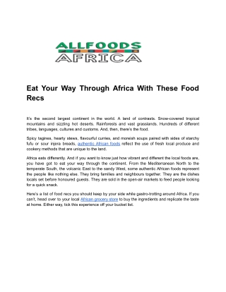 Eat Your Way Through Africa With Our Food Recs