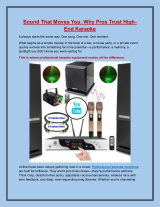 Sound That Moves You Why Pros Trust High-End Karaoke