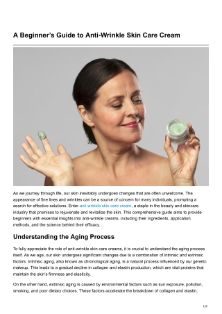 A Beginner’s Guide to Anti-Wrinkle Skin Care Cream