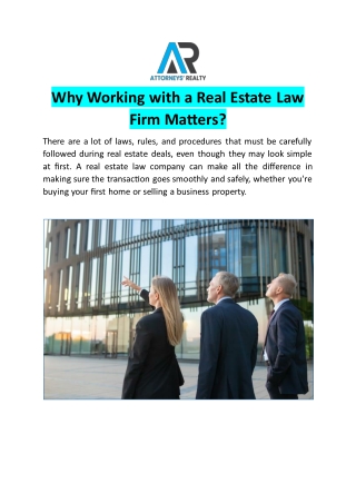 Why Working with a Real Estate Law Firm Matters