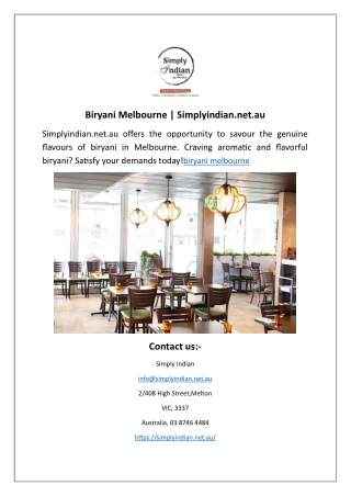 Biryani Melbourne  Simplyindian.net.au