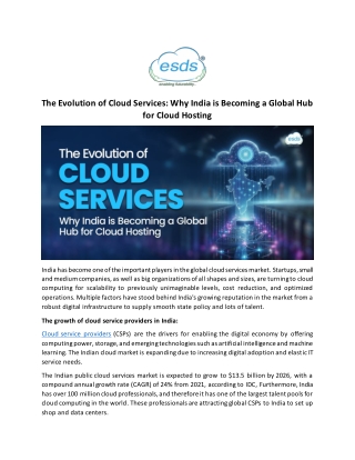 The Evolution of Cloud Services Why India is Becoming a Global Hub for Cloud Hosting