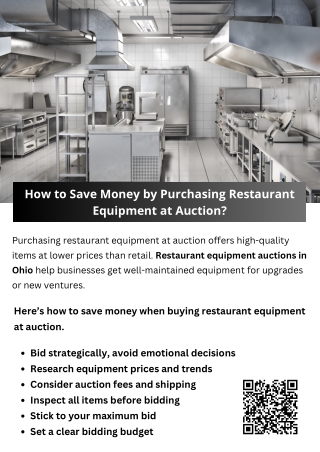 How to Save Money by Purchasing Restaurant Equipment at Auction?
