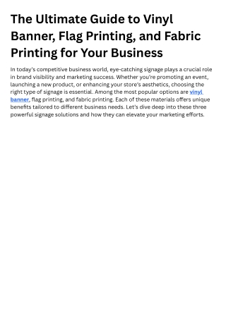 The Ultimate Guide to Vinyl Banner, Flag Printing