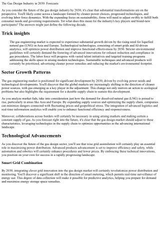 The Gas Engineering Sector in 2030: Predictions