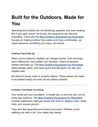 Built for the Outdoors, Made for You