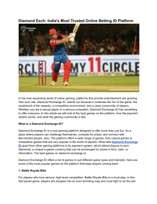 Diamond Exch_ India's Most Trusted Online Betting ID Platform