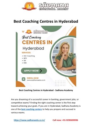 Best Coaching Centres in Hyderabad