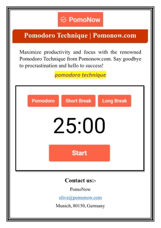 Pomodoro Technique | Pomonow.com