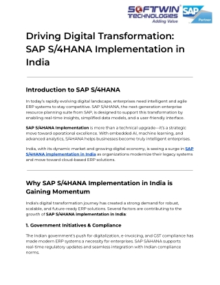 Driving Digital Transformation_ SAP S_4HANA Implementation in India