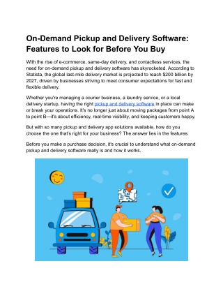 On-Demand Pickup and Delivery Software Features to Look for Before You Buy