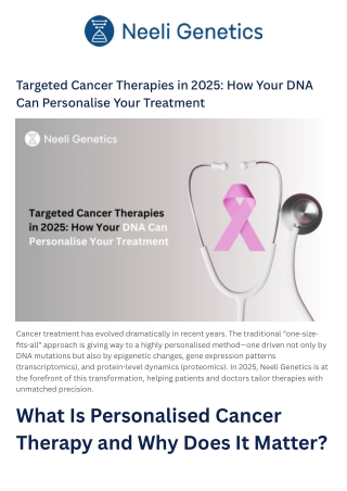 Targeted Cancer Therapies in 2025 How Your DNA Can Personalise Your Treatment