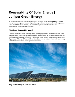 Renewability Of Solar Energy _ Juniper Green Energy