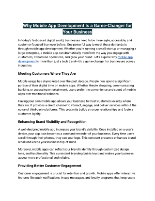 Why Mobile App Development Is a Game-Changer for Your Business
