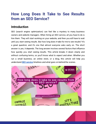 How Long Does It Take to See Results from an SEO Service_Spinx Infotech
