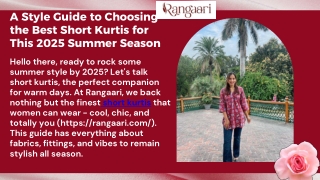 A Style Guide to Choosing the Best Short Kurtis for This 2025 Summer Season