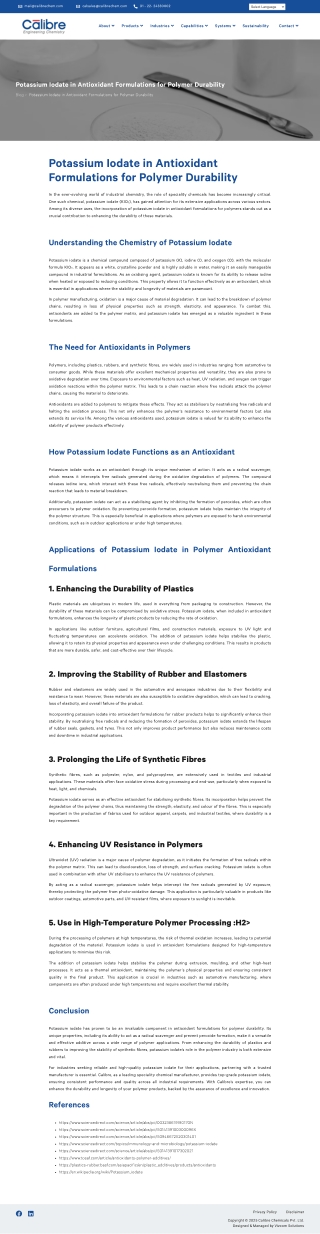 Enhancing Polymer Durability with Potassium Iodate